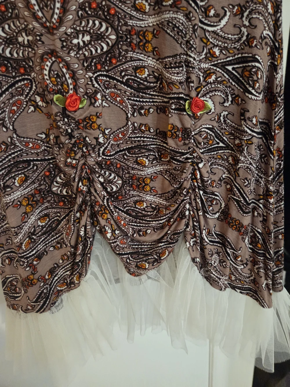 Girls' Paisley Long-Sleeve Tulle-Hem Dress - 10